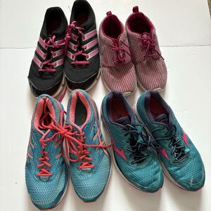 Lot of 4 Women's Running Shoes Adidas 9.5 Asics 8.5 Mizuno 8.5 Nike 6.5 Athletic